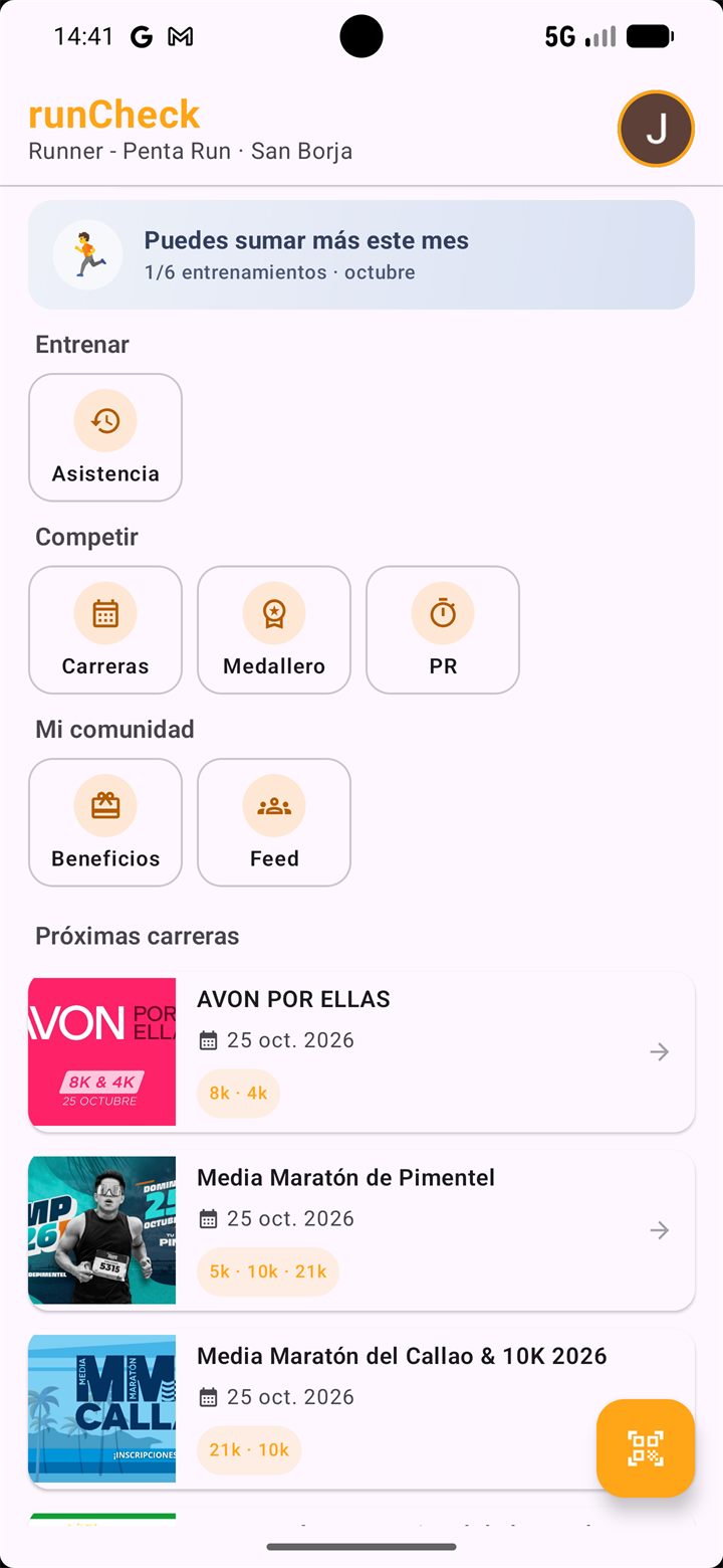 Inicio de la app con la sección Mi comunidad: Beneficios y Feed