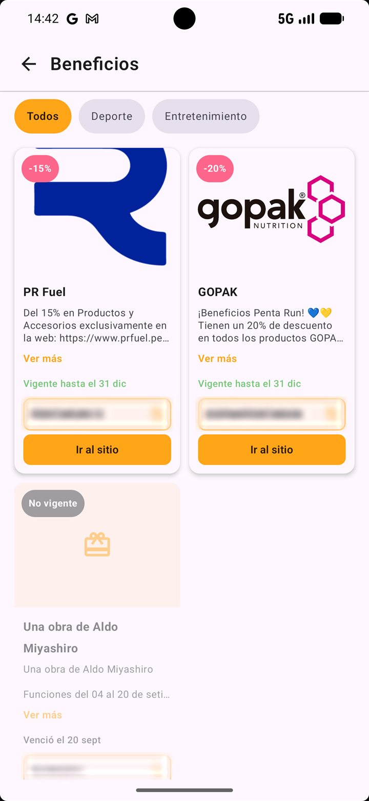 Beneficios con descuentos y cupones de marcas aliadas